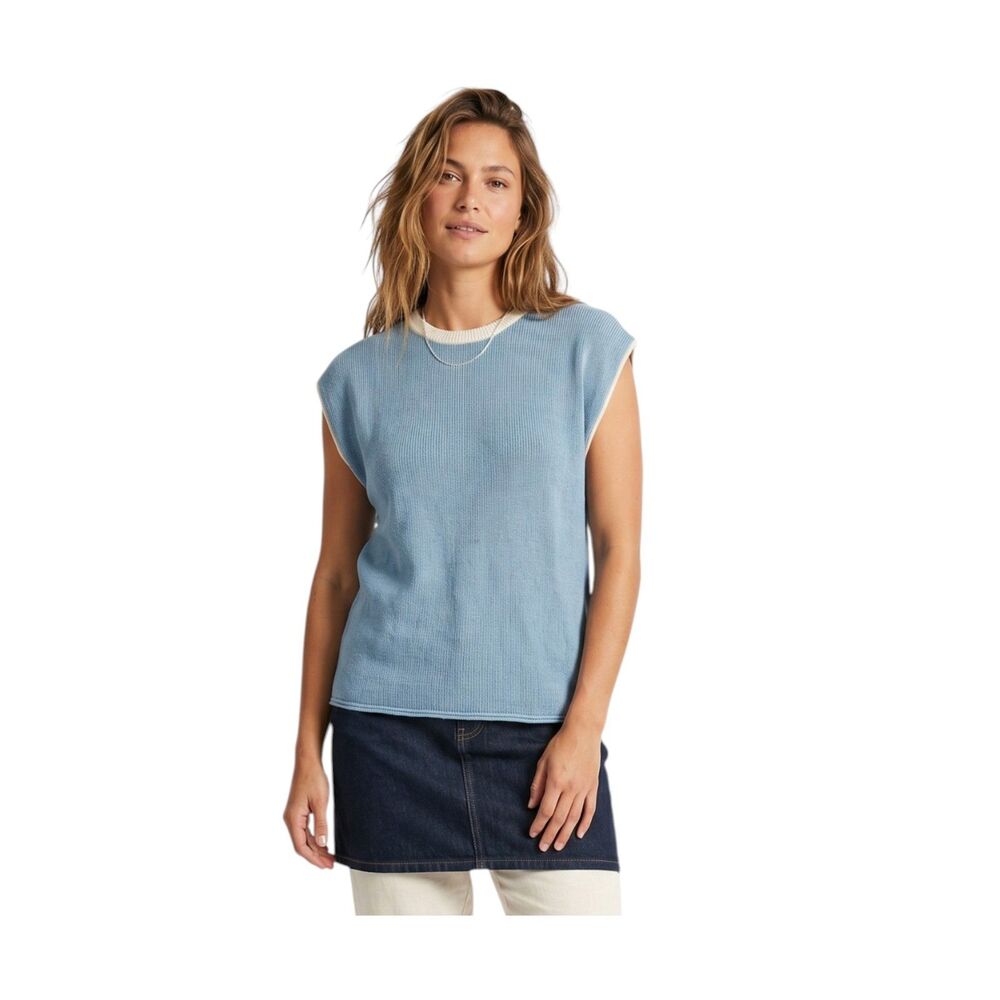 Etcyy Blue White Knit Sweater Vest